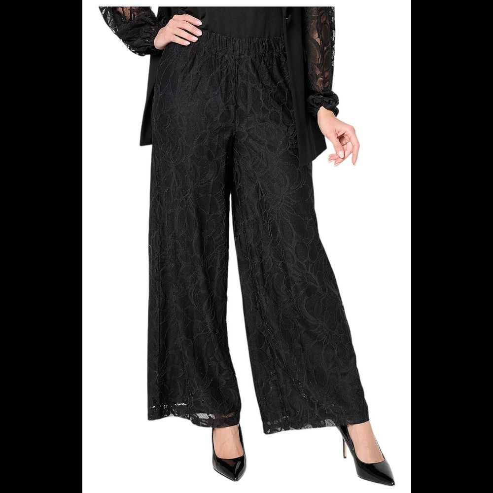 Dennis Basso Women's Fully Lined Lace Pants Black - Regular